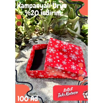Kampanyalı! 8x8x3 Kar Tanesi Desenli Takı Kutusu (Demonte 100Ad.)